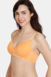 Zivame Beautiful Basics Padded Non Wired 3/4th Coverage T-Shirt Bra - Mock Orange — thumbnail 3